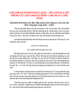 Giải thích lời khuyên của Bác - Mùa xuân là tết trồng cây Làm cho đất nước càng ngày càng xuân hay nhất (8 mẫu)