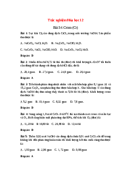 30 câu Trắc nghiệm Crom (Cr) có đáp án 2023 – Hóa học lớp 12