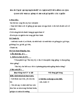 Giáo án Công Nghệ 7 Bài 35: Thực hành nhận biết và chọn một số giống gà qua quan sát ngoại  hình và đo kích th­ước các chiều mới nhất