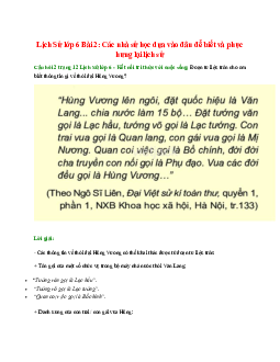 Đoạn tư liệu trên cho em biết thông tin gì về thời đại Hùng Vương