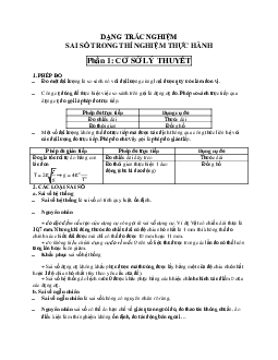 Dạng bài trắc nghiệm sai số trong thí nghiệm thực hành có đáp án môn Vật lý lớp 12