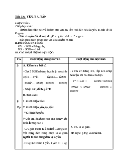 Giáo án Toán lớp 4 Bài: Yến, tạ, tấn mới nhất