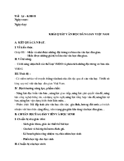 Giáo án ngữ văn lớp 10 Tiết 3, 4: Khái quát văn học dân gian Việt Nam