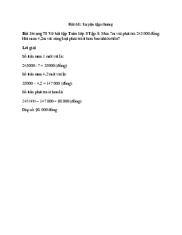 Mua 7m vải phải trả 245 000 đồng. Hỏi mua 4,2m vải cùng loại phải trả