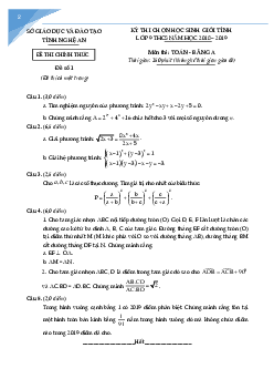 Bộ đề thi học sinh giỏi toán lớp 9 tỉnh Nghệ An