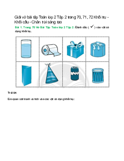 Vở bài tập Toán lớp 2 Tập 2 trang 70, 71, 72: Khối trụ - Khối cầu | Chân trời sáng tạo