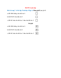Đúng ghi Đ, sai ghi S: Số 4568 không chia hết cho 3
