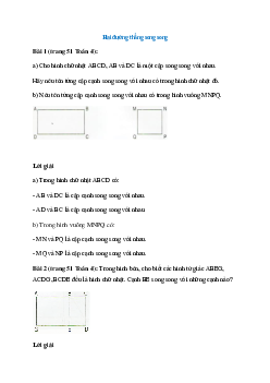 Toán lớp 4 trang 51 Hai đường thẳng song song