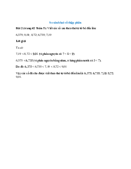 Viết các số sau theo thứ tự từ bé đến lớn:  6,375; 9,01; 8,72; 6,735; 7,19