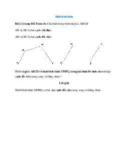 Cho biết trong hình tứ giác ABCD: AB và DC là hai cạnh dối điện