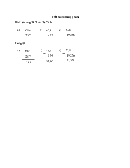 Tính: 68,4 - 25,7 Bài 1 trang 54 Toán 5