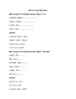 Vở bài tập Toán lớp 5 Tập 1 trang 75, 76 Bài 61: Luyện tập chung