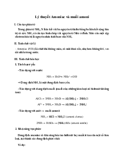 Lý thuyết Amoniac và muối amoni (mới 2023 + 16 câu trắc nghiệm) hay, chi tiết