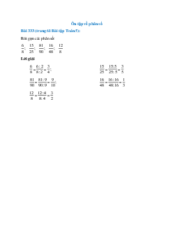 Rút gọn các phân số: 6/8; 15/25; 81/90