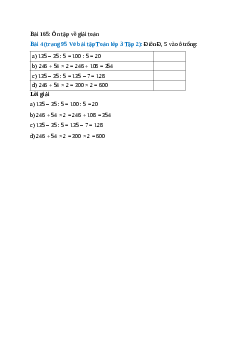 Điền Đ, S vào ô trống: 135 – 35 : 5 = 100 : 5 = 20, 246 + 54 × 2 = 246 + 108 = 354