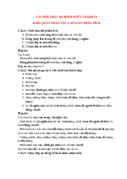 30 câu Trắc nghiệm Thao tác lập luận phân tích có đáp án 2023 – Ngữ Văn lớp 11