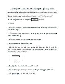 Lý thuyết Các mạch điện xoay chiều (mới 2023 + 30 câu trắc nghiệm) hay, chi tiết – Vật Lí 12