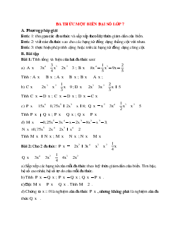 Những bài tập điển hình về Đa thức một biến đại số lớp 7 chọn lọc