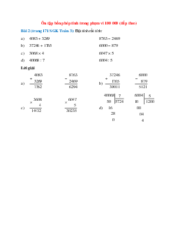 Đặt tính rồi tính: 4083 + 3269; 8763 – 2469