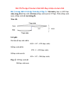 Một trường học có 1025 học sinh, trong đó số học sinh nữ ít hơn số học sinh nam là 147 bạn