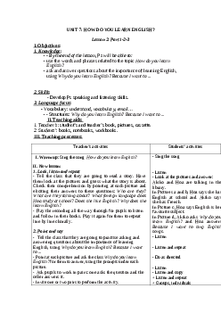 Giáo án tiếng anh 5 unit 7: How do you learn english? mới nhất