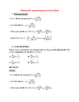Phương pháp giải và bài tập về Tính gia tốc trọng trường tại vị trí xác định