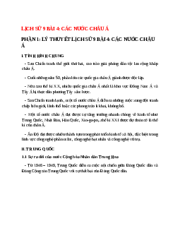 Lý thuyết Lịch Sử 9 Bài 4 (mới 2023 + 16 câu trắc nghiệm): Các nước châu Á