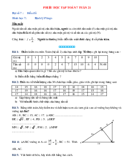 Phiếu bài tập tuần 21 - Toán 7