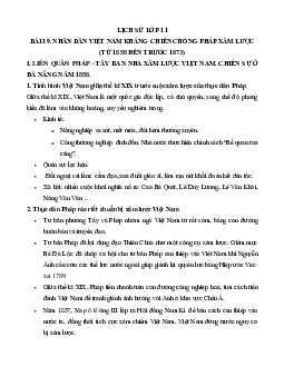 Lý thuyết Lịch sử 11: Bài 19: Nhân dân Việt Nam kháng chiến chống Pháp xâm lược (từ năm 1858 đến trước năm 1873) mới nhất