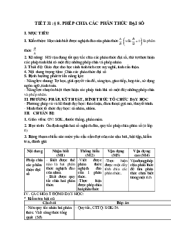 Giáo án Phép chia các phân thức đại số (2024) - Toán 8