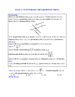 Phương pháp giải và bài tập về Cách tính góc giữa hai đường thẳng