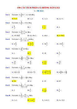 50 Bài tập Tích phân (có đáp án)- Toán 12
