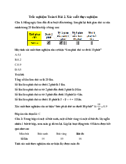 21 câu Trắc nghiệm Xác suất thực nghiệm (Chân trời sáng tạo) có đáp án 2024 – Toán 6