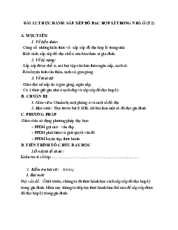 GIÁO ÁN CÔNG NGHỆ 6 BÀI 12: THỰC HÀNH SẮP XẾP ĐỒ ĐẠC HỢP LÍ TRONG NHÀ Ở (T1) MỚI NHẤT – CV5512