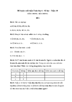 Bài tập cuối tuần Số học Toán lớp 6 tuần 10 có đáp án