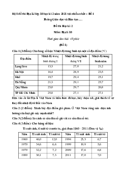 Bộ 5 đề thi Địa Lí lớp 10 học kì 2 năm 2021 tải nhiều nhất