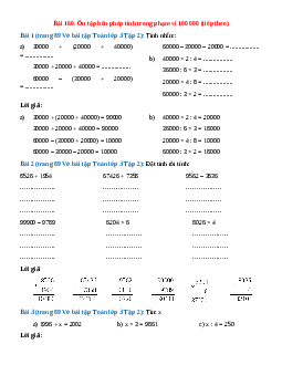 Vở bài tập Toán lớp 3 Tập 2 trang 89 Bài 160: Ôn tập bốn phép tính trong phạm vi 100 000 (tiếp theo)