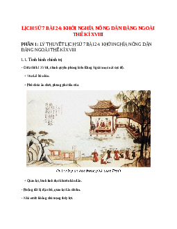 Lịch Sử 7 Bài 24 (Lý thuyết và trắc nghiệm): Khởi nghĩa nông dân đàng ngoài thế kỉ XVIII