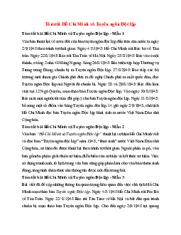 TOP 15 mẫu Tóm tắt Hồ Chí Minh và Tuyên ngôn Độc lập 2025 hay, ngắn gọn