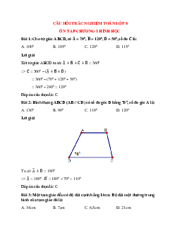 30 câu Trắc nghiệm Toán 8 Chương 1: Tứ giác có đáp án 2023