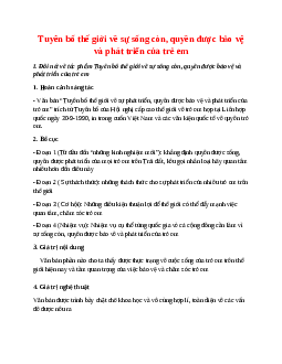 Tuyên bố thế giới về sự sống còn, quyền được bảo vệ và phát triển của trẻ em – nội dung, dàn ý phân tích, bố cục, tóm tắt