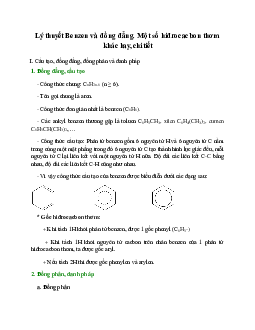 Lý thuyết Benzen và đồng đẳng. Một số hiđrocacbon thơm khác (mới 2023 + 15 câu trắc nghiệm) hay, chi tiết