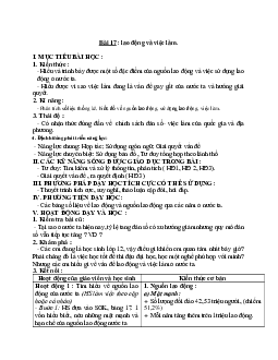 Giáo án Địa lí 12 Bài 17 lao động và việc làm mới nhất