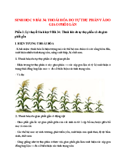 Lý thuyết Sinh học 9 Bài 34 (mới 2023 + 13 câu trắc nghiệm): Thoái hóa do tự thụ phấn và do giao phối gần