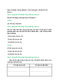 Vở bài tập Tiếng Việt lớp 2 Tập 2 trang 65, 66 Bài 29: Hồ Gươm – Kết nối tri thức