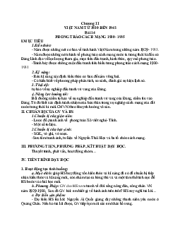 Giáo án Lịch sử 12 Bài 14 Phong trào cách mạng 1930-1935 mới nhất
