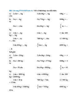 Viết số thích hợp vào chỗ chấm:  2 yến =   kg