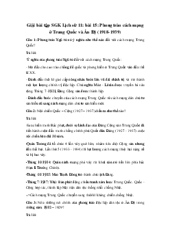 Giải bài tập SGK Lịch sử 11: Bài 15: Phong trào cách mạng ở Trung Quốc và Ấn Độ (1918-1939) mới nhất