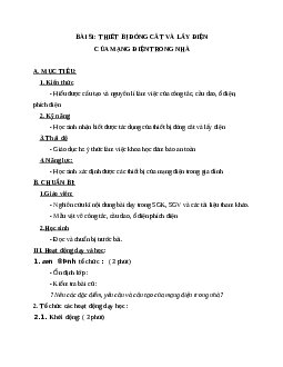 Giáo án Công Nghệ 8 Bài 51: Thiết bị đóng cắt và lấy điện của mạch điện trong nhà mới nhất - CV5555