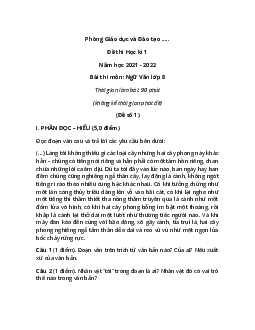 Bộ 15 Đề thi Ngữ Văn lớp 8 Học kì 1 năm 2023 tải nhiều nhất